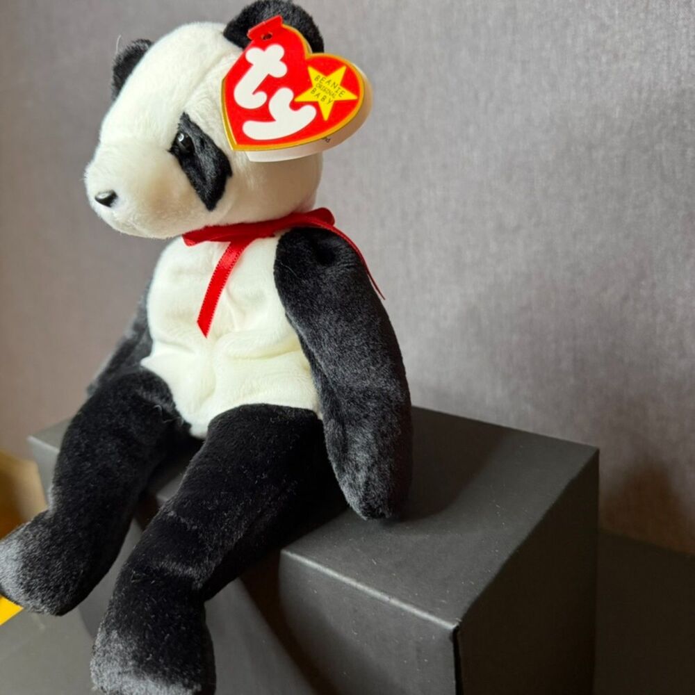 Ty Beanie Baby Fortune Panda Bear Plush 1998 w/ Hang Tag Retired Vintage - Picture 12 of 16